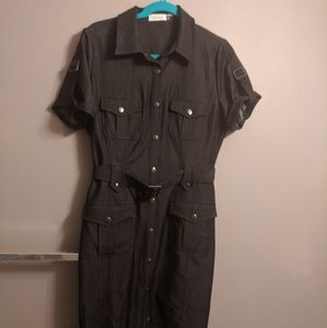 Calvin Klein charcoal denim/chambray dress